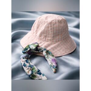 NWT Janie and Jack Baby/Girls Floral Headband &  Bucket Hat White/Pink - 18-24M